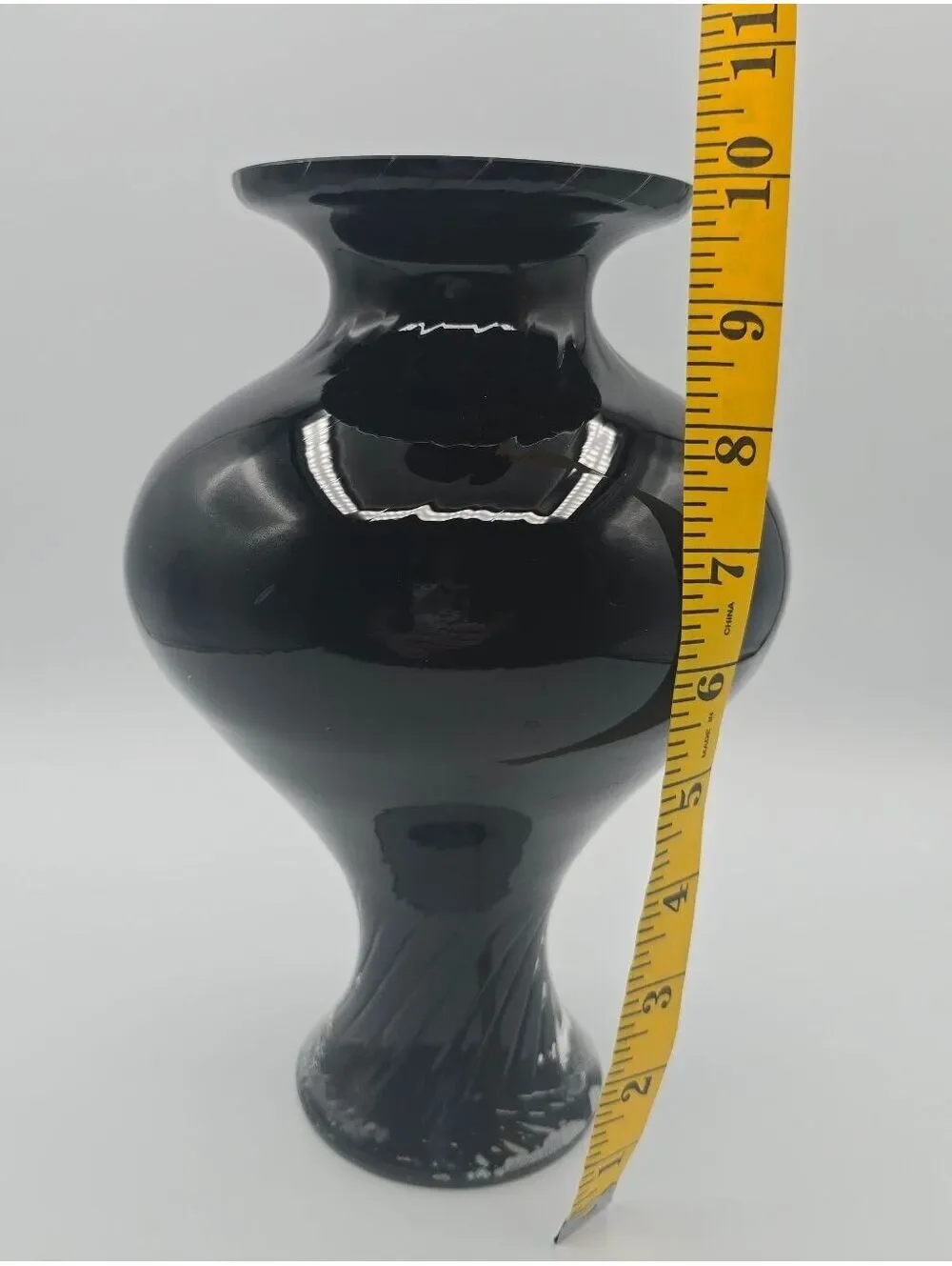 Vintage Krosno Attributed Black Amethyst Art Glass Pedestal Vase Poland